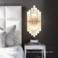 Triangular strip glass crystal gold wall lamp